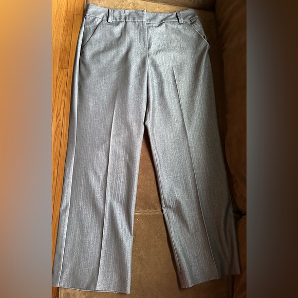Larry Levine Gray Silver Wide Straight Leg Business attire With Pockets SZ 14 - Picture 2 of 14